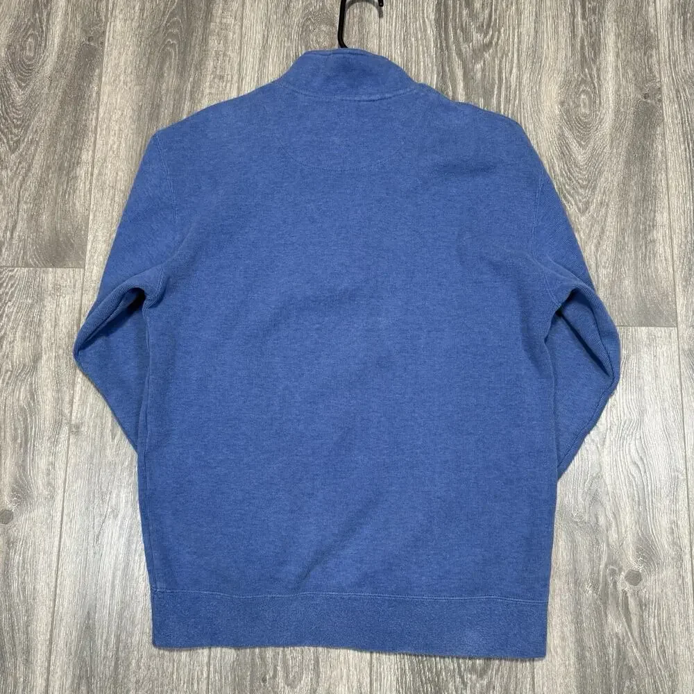 Orvis Pullover Mens Medium Blue Quarter Zip Lightweight Cotton Casual Preppy